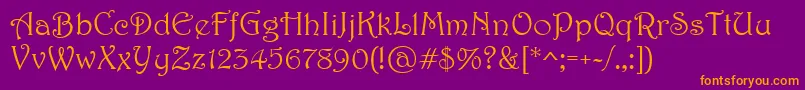 Harrington Font – Orange Fonts on Purple Background