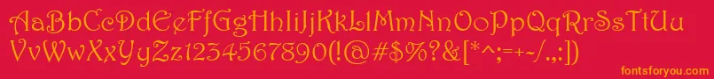 Harrington Font – Orange Fonts on Red Background