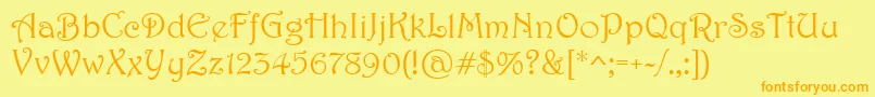 Harrington Font – Orange Fonts on Yellow Background