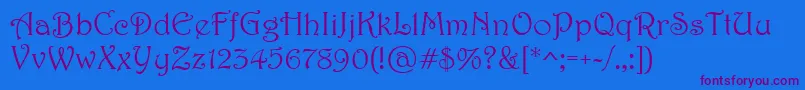 Harrington Font – Purple Fonts on Blue Background