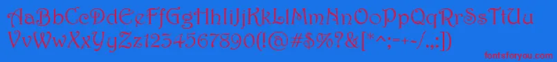 Harrington Font – Red Fonts on Blue Background