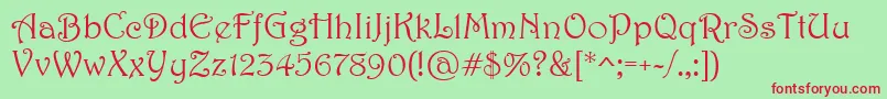 Harrington Font – Red Fonts on Green Background