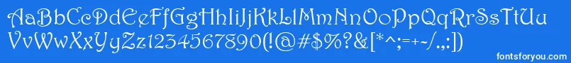 Harrington-Schriftart – Weiße Schriften auf blauem Hintergrund