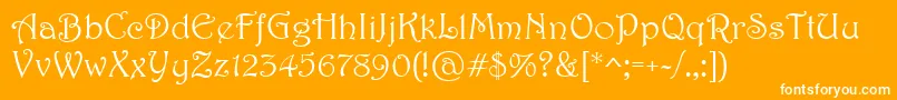 Harrington-Schriftart – Weiße Schriften auf orangefarbenem Hintergrund