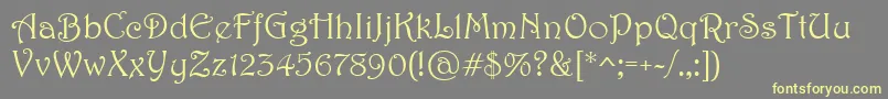 Harrington-Schriftart – Gelbe Schriften auf grauem Hintergrund