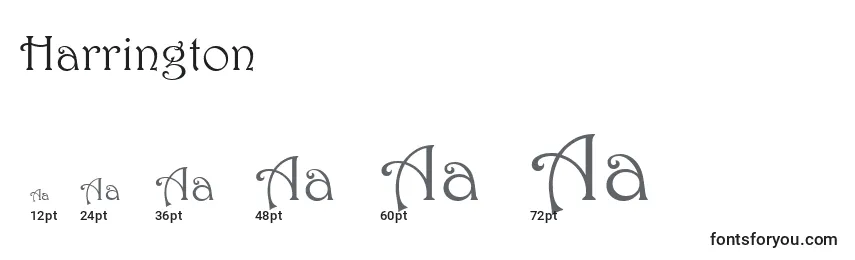 Harrington Font Sizes