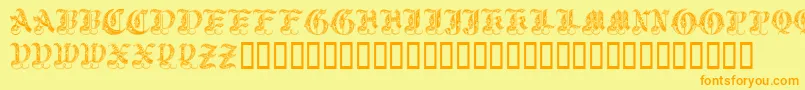 Royalinitialen Font – Orange Fonts on Yellow Background