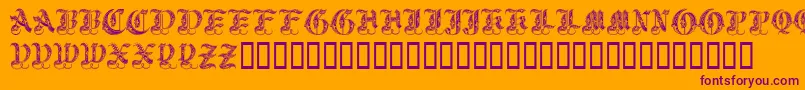 Royalinitialen-Schriftart – Violette Schriften auf orangefarbenem Hintergrund