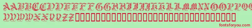 フォントRoyalinitialen – 赤い文字の緑の背景