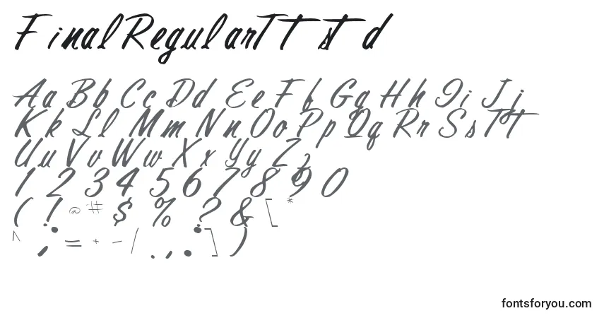 A fonte FinalRegularTtstd – alfabeto, números, caracteres especiais