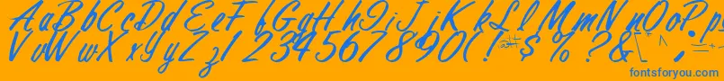 FinalRegularTtstd-Schriftart – Blaue Schriften auf orangefarbenem Hintergrund
