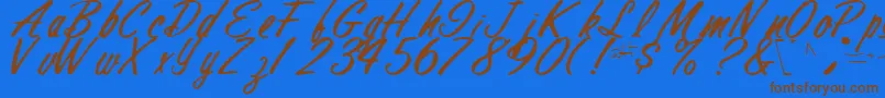 フォントFinalRegularTtstd – 茶色の文字が青い背景にあります。