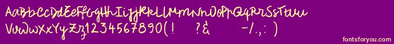 Roughnotessample Font – Yellow Fonts on Purple Background