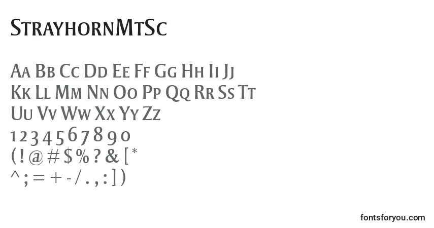 Czcionka StrayhornMtSc – alfabet, cyfry, specjalne znaki