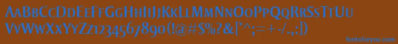 StrayhornMtSc Font – Blue Fonts on Brown Background