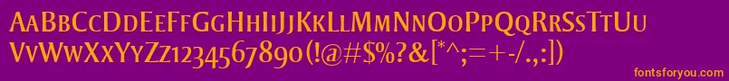 StrayhornMtSc Font – Orange Fonts on Purple Background