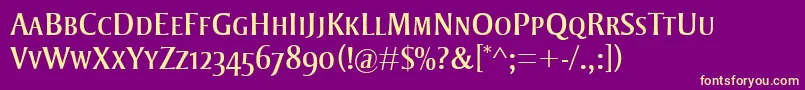 StrayhornMtSc Font – Yellow Fonts on Purple Background