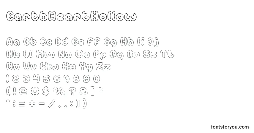 EarthHeartHollow Font – alphabet, numbers, special characters