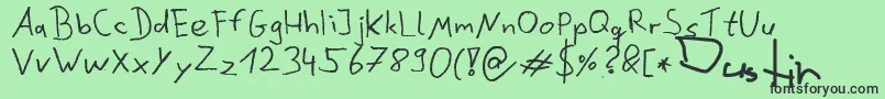 フォントDustinScribble – 緑の背景に黒い文字