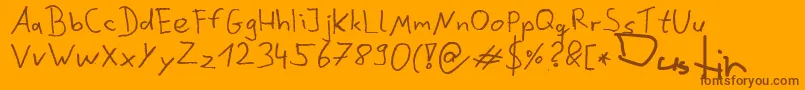 DustinScribble Font – Brown Fonts on Orange Background
