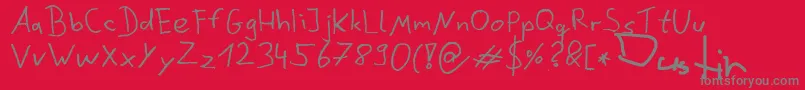 フォントDustinScribble – 赤い背景に灰色の文字