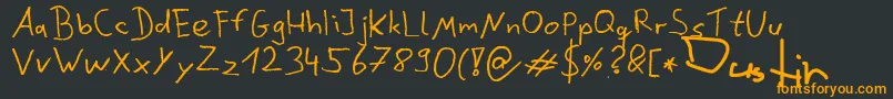 フォントDustinScribble – 黒い背景にオレンジの文字