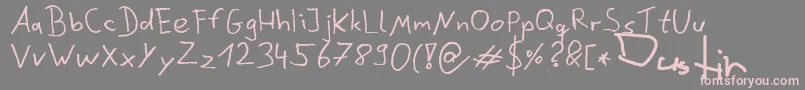 フォントDustinScribble – 灰色の背景にピンクのフォント