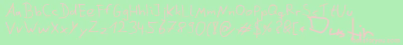 DustinScribble Font – Pink Fonts on Green Background