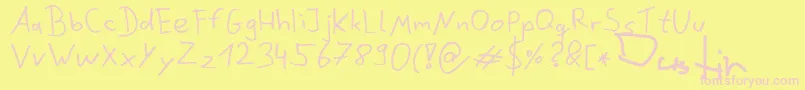 フォントDustinScribble – ピンクのフォント、黄色の背景