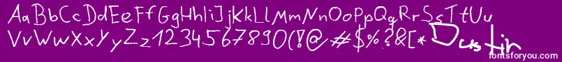 DustinScribble-fontti – valkoiset fontit violetilla taustalla