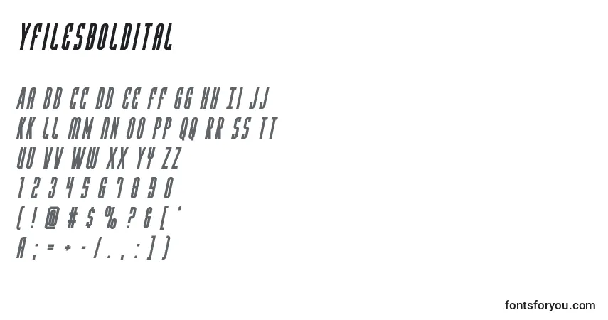 characters of yfilesboldital font, letter of yfilesboldital font, alphabet of  yfilesboldital font