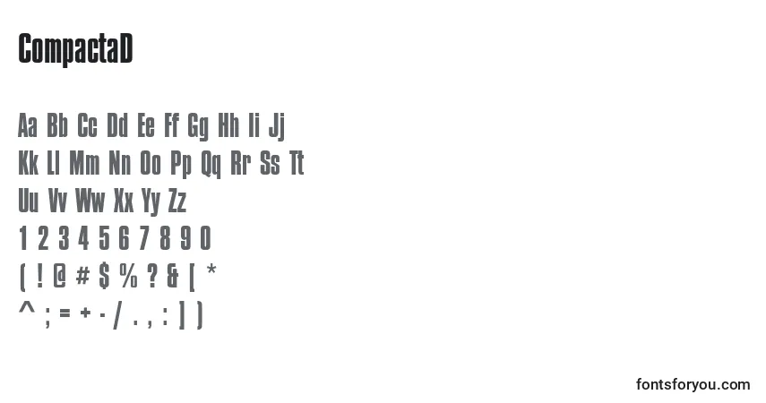 characters of compactad font, letter of compactad font, alphabet of  compactad font