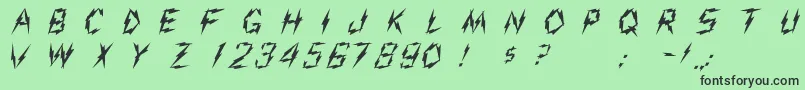 フォントShiveree – 緑の背景に黒い文字
