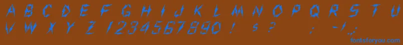 Shiveree-Schriftart – Blaue Schriften auf braunem Hintergrund