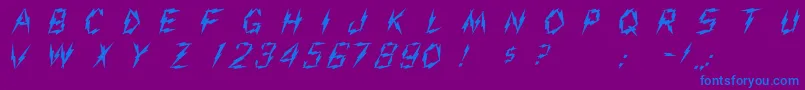 フォントShiveree – 紫色の背景に青い文字
