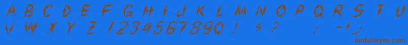 フォントShiveree – 茶色の文字が青い背景にあります。