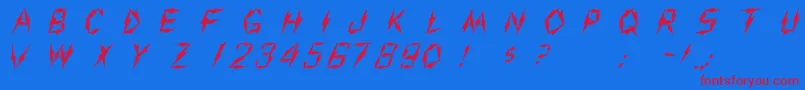 フォントShiveree – 赤い文字の青い背景