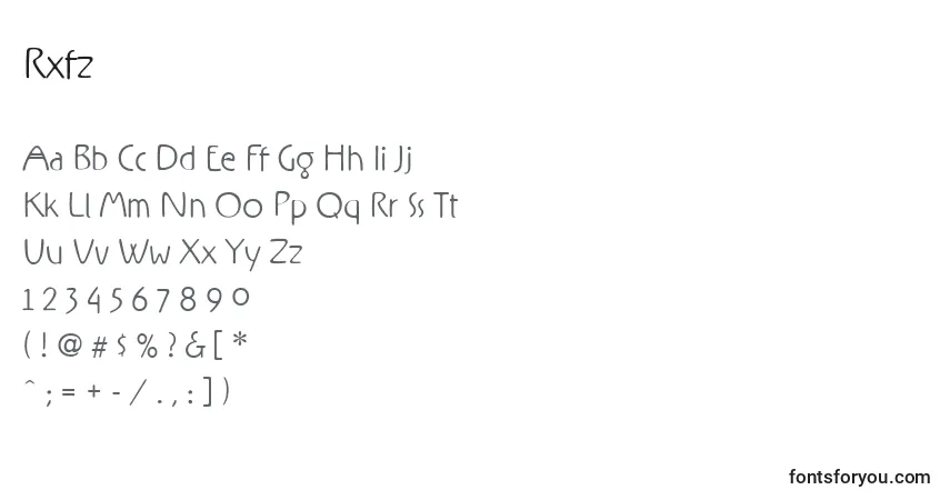 Schriftart Rxfz – Alphabet, Zahlen, spezielle Symbole