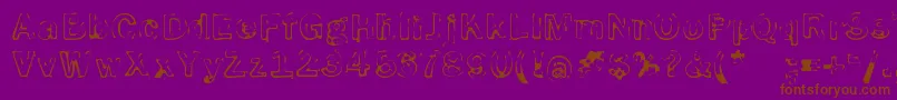 SmokeDisturbedLight-Schriftart – Braune Schriften auf violettem Hintergrund