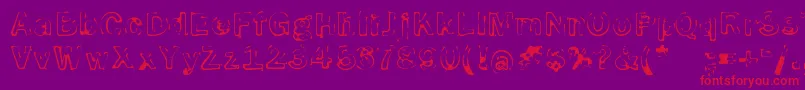 SmokeDisturbedLight Font – Red Fonts on Purple Background