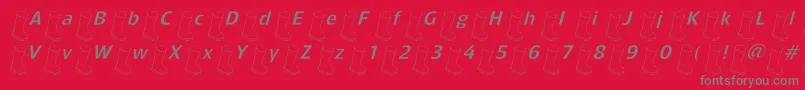 フォントOldbootslantedlight – 赤い背景に灰色の文字
