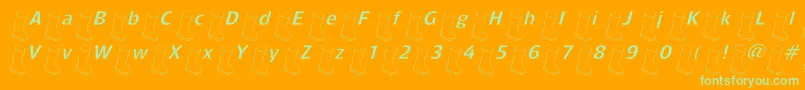 Oldbootslantedlight-fontti – vihreät fontit oranssilla taustalla