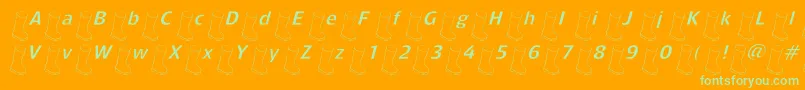 Oldbootslantedlight-Schriftart – Grüne Schriften auf orangefarbenem Hintergrund