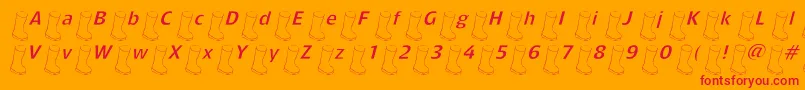 Oldbootslantedlight-Schriftart – Rote Schriften auf orangefarbenem Hintergrund