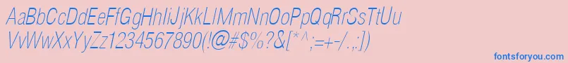 フォントHelioscondthinItalic – ピンクの背景に青い文字