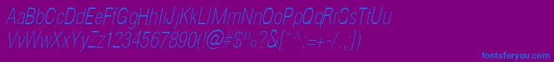 HelioscondthinItalic Font – Blue Fonts on Purple Background