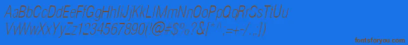 HelioscondthinItalic Font – Brown Fonts on Blue Background