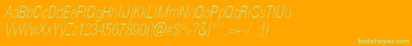 HelioscondthinItalic Font – Green Fonts on Orange Background