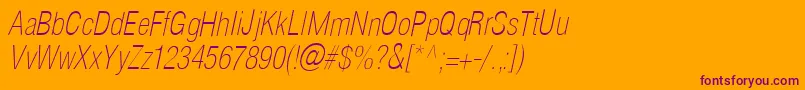 HelioscondthinItalic Font – Purple Fonts on Orange Background