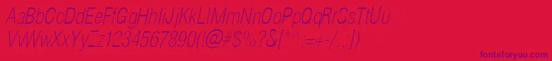 HelioscondthinItalic Font – Purple Fonts on Red Background